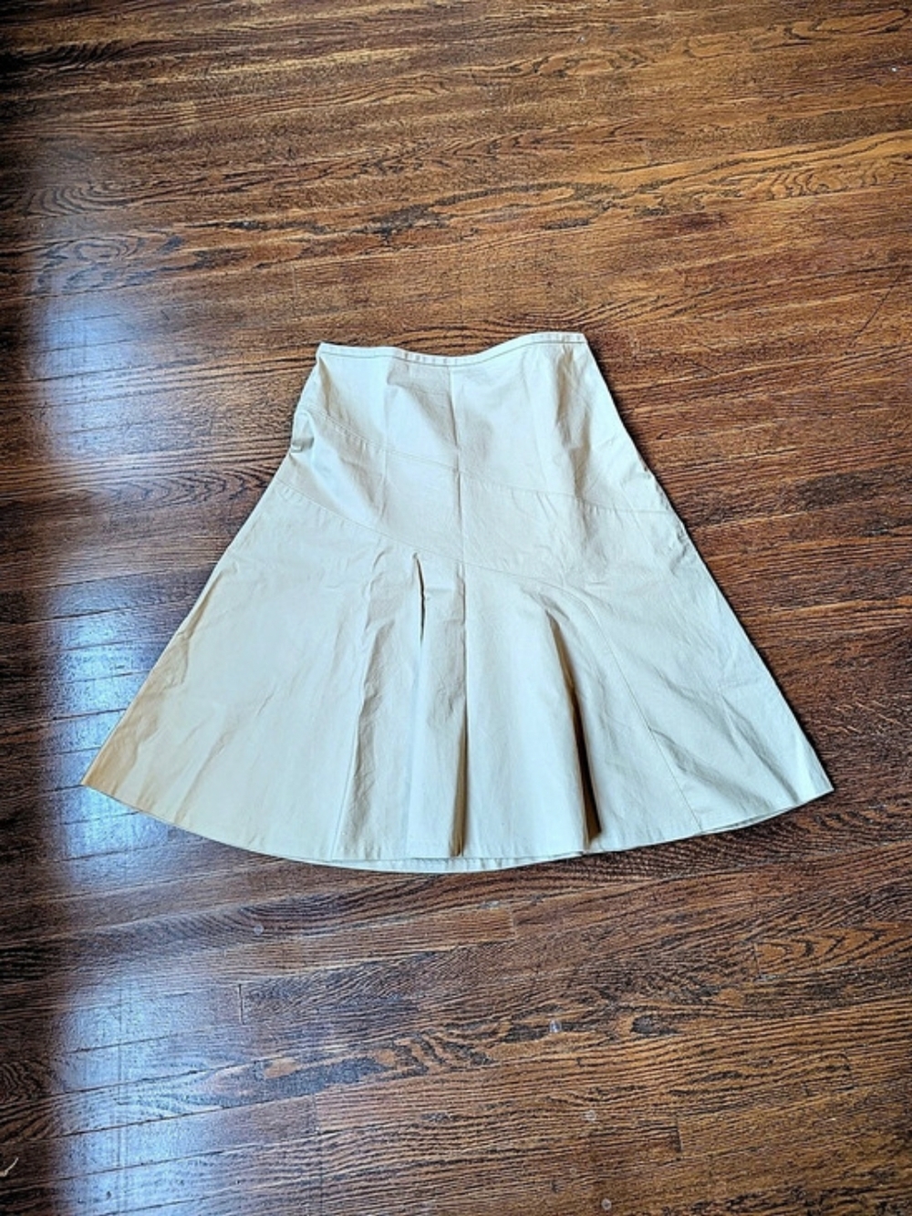 Gap Y2K Size 4 Flare Midi Twill Skirt Beige Khaki Preppy Casual Church Business